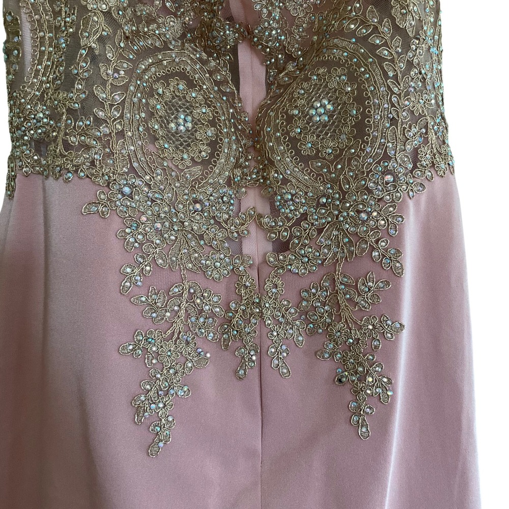 New Dancing Queen Pink Gold Lace Rhinestone Cocktail Dress XXL Prom Homecoming - Picture 9 of 16